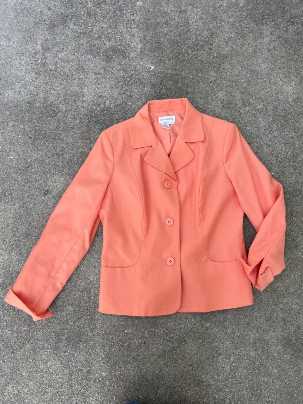Vintage 90s Chadwick's Blazer Wool Orange Womens 12 P Lined Pockets Halloween